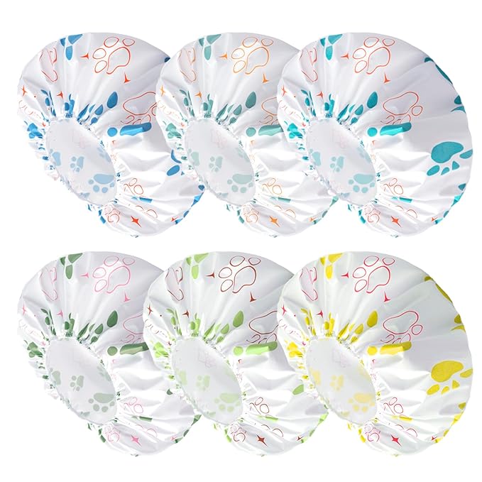 6 PCS Shower Caps for Women, Double Side Waterproof Shower Cap, Reusable by CHFONGDIRECT