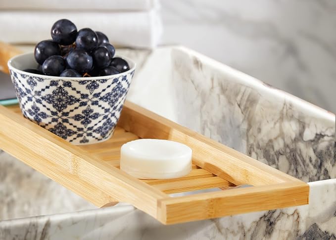 RoyalHouse Bamboo Bath Caddy Tray - Image 7