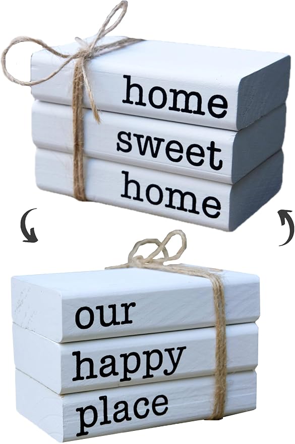 LIVDUCOT Farmhouse Mini White Decorative Books by LIVDUCOT