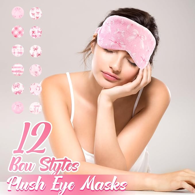 Cuffbow 12 Pcs Plush Sleeping Eye Masks Bulk Comfortable Sleep Eye Cover Mask - Image 4