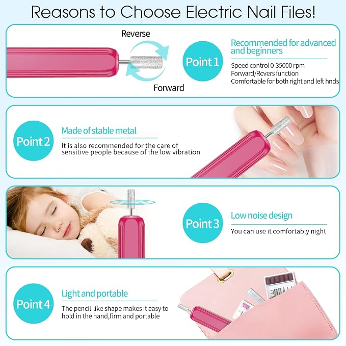 Professional Manicure Pedicure Kit -360° Light, Rechargeable Electric Nail Drill - Image 7
