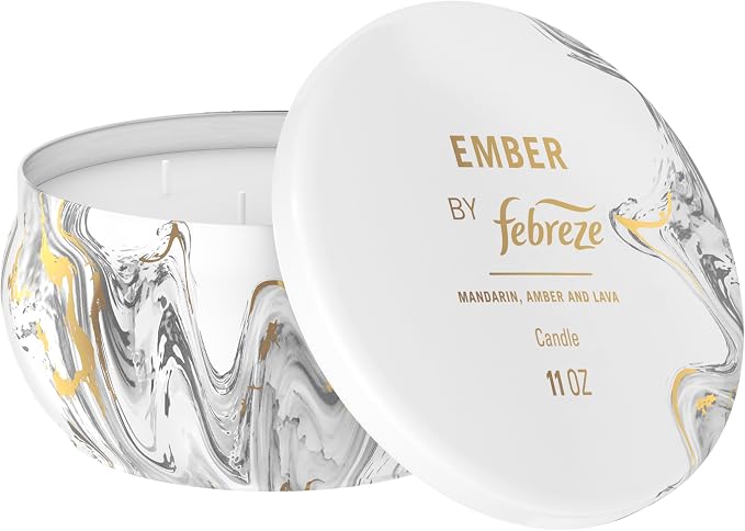Febreze Scented Candle, Ember Scent, 11 oz 4 Wick Candle, Single Pack by Febreze