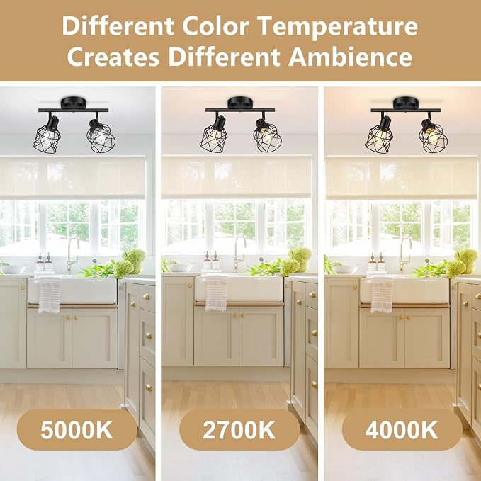 Baocuz 2-Lights Kitchen Light Fixtures Ceiling Mount, Adjustable Semi Flush - Image 5