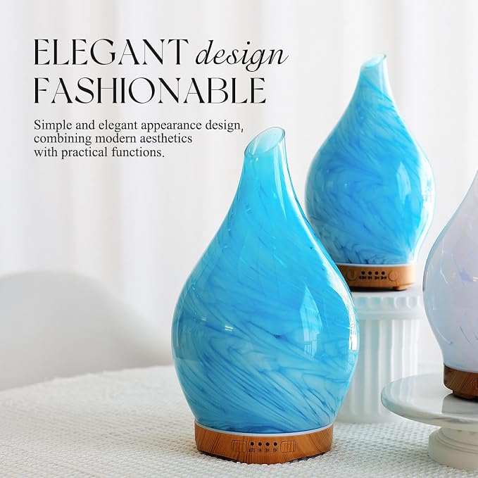 Porseme 280ml Essential Oil Diffuser Glass Color Changing Aroma Air Diffusers - Image 7