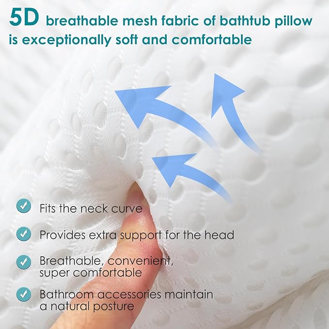 SQLHM Bath Pillows for Tub, Luxury Bath Pillow for Neck and Back Support-with - Image 4