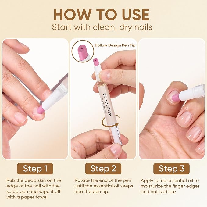 Ceramic Cuticle Pusher & Oil Pen, 2ml Rose + Fragrance Free Scented Nail Care - Image 4