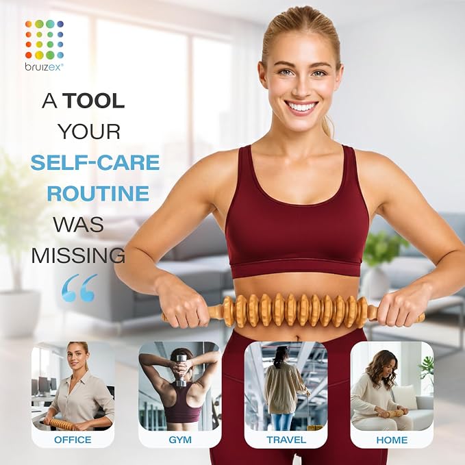 Bruizex Wood Therapy Massage Tool, Lymphatic Drainage Massage Roller Stick - Image 5