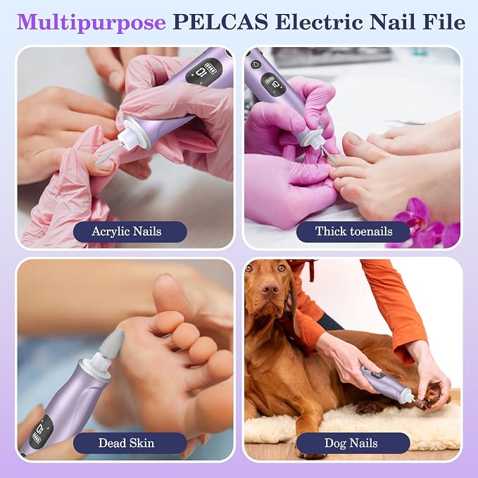 PELCAS Electric Nail Drills, 10 Speeds Cordless Nail File - Image 6