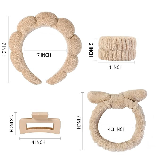 7 Pcs Spa Set, Facial Headband and Wristband Set, Skincare Accessories - Image 6
