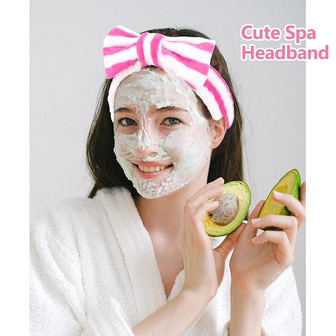 Ondder 8 Pcs Striped Spa Terry Cloth Headbands - Image 3