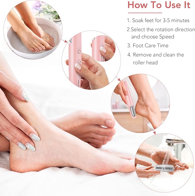 Electric Callus Remover for Feet, Professional Pedicure Kit Foot Scrubber for - Image 6