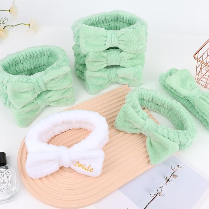 CIEHER 8 Pack White & Green Spa Headband - Image 6