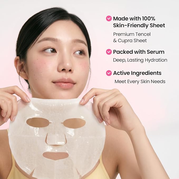 GLAM UP Korean Facial Sheet Mask 12 Combo Pack | Hydrating & Moisturizing Face - Image 6