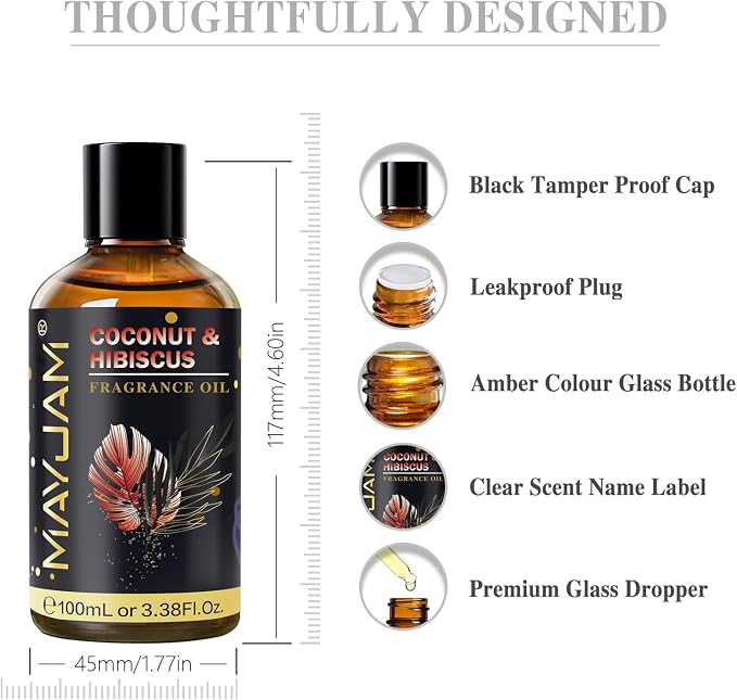 Coconut & Hibiscus Fragrance Oil Essential Oil, MAYJAM 3.38FL.OZ Coconut & - Image 8