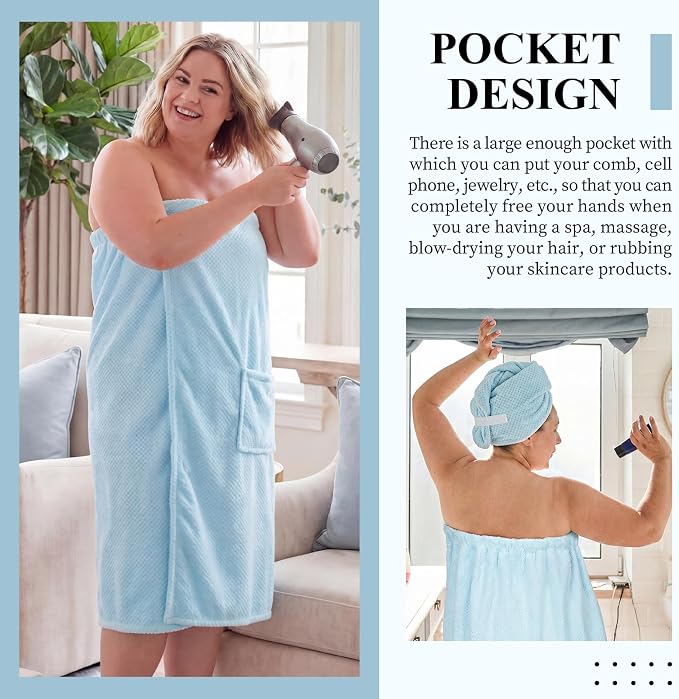 Tigeen Plus Size Towel Wrap for Women Spa Robe Set - Image 5