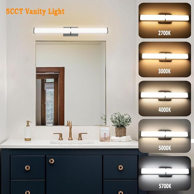 24.8Inch 2500LM Bathroom Light Fixtures 5CCT Optional, Dimmable Bathroom - Image 4