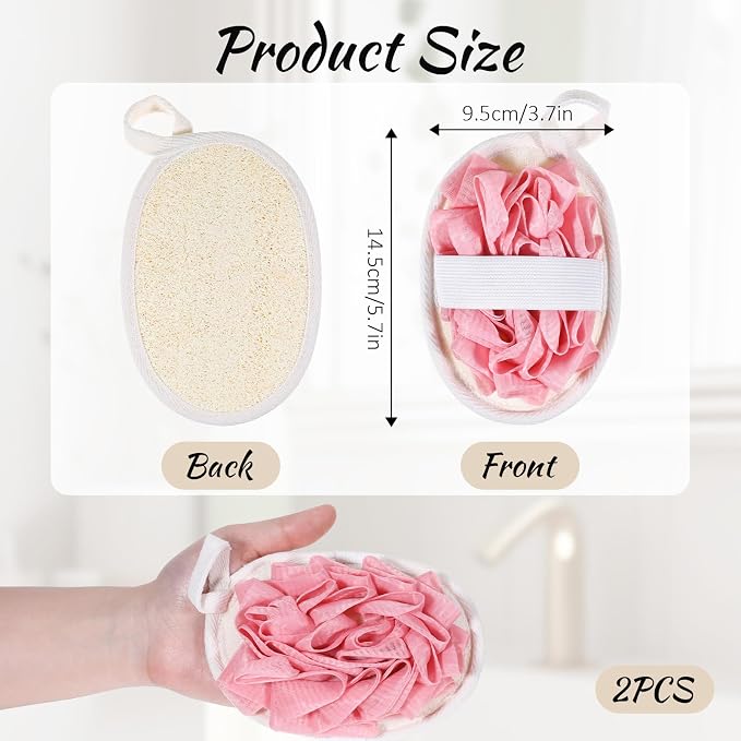 Jeffdad 2Pcs Natural Loofah Sponge, Premium Exfoliating Body Scrubber - Image 2
