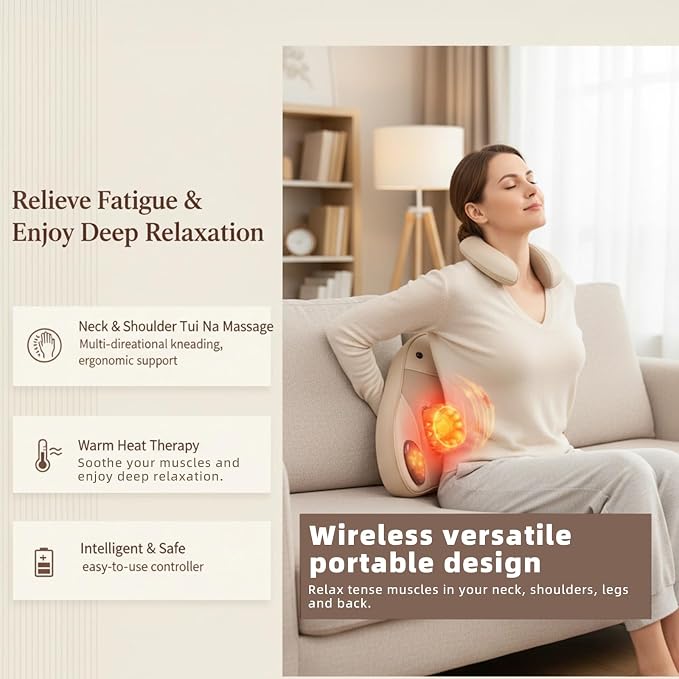 Back Massager with Heat, 4D Shiatsu Kneading Deep Tissue Electric Massager - Image 5