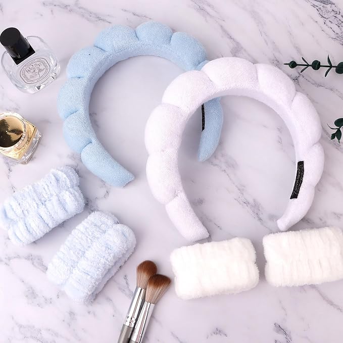 6Pcs Spa Set, Terry Cloth Headbands & Wrist Washbands - Image 9