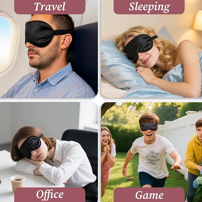 20 Pieces Silk Sleep Mask with Adjustable Strap, Women Men - Image 5