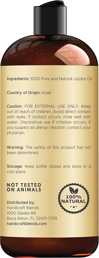 Handcraft Blends Jojoba Oil | 100% Pure and Natural | Ayurvedic Skin Care | - Image 3