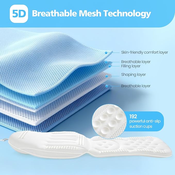 Full Body Bath Pillow for Bathtub, Thick Bathtub Cushion Soft 5D Mesh Spa - Image 3