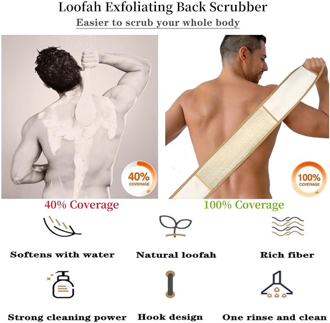 Exfoliating Natural Loofah Sponge Back Scrubber - Image 3