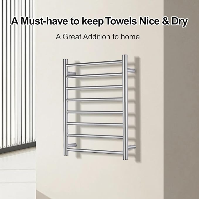 Towel Warmer Bathroom Wall Mounted Drying Rack Plug-in Electric Heated Towel - Image 3