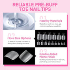 UNA GELLA Square Toe Nail Tips 216Pcs 15Sizes Full Cover Long Wider Toe Nail - Image 4