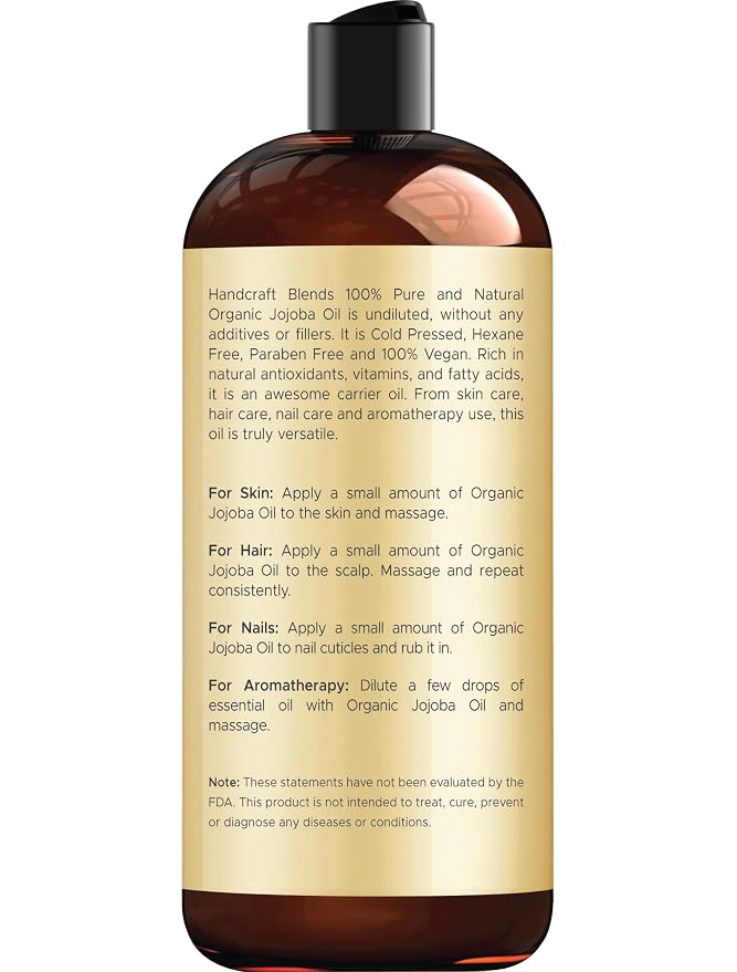 Handcraft Blends USDA Organic Jojoba Oil | Cold-Pressed | 16 Fl Oz | 100% Pure - Image 2