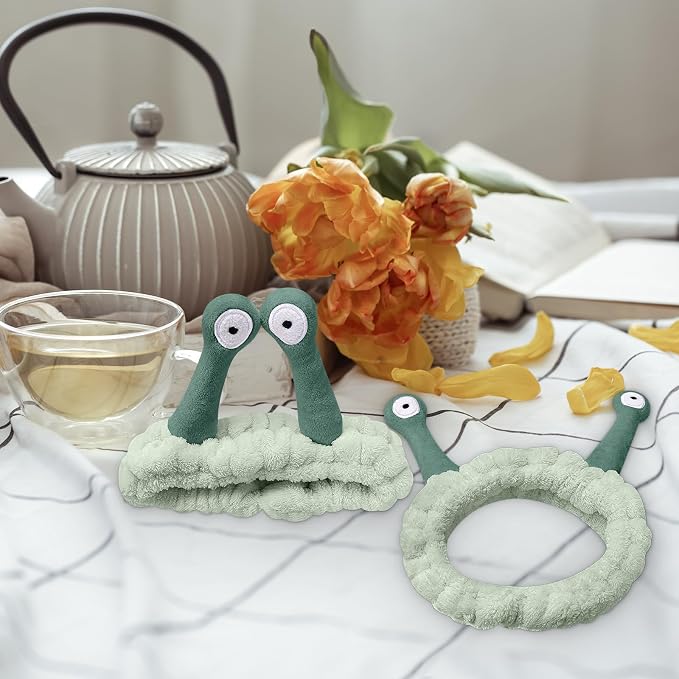 Jowmoy Cute Light green Snail Headband, Wash Face - Image 6