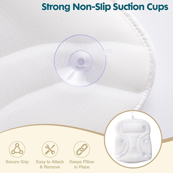 Bath Pillows for Tub, Upgraded 2025 Bathtub Pillow for Head, Neck & Back - Image 5