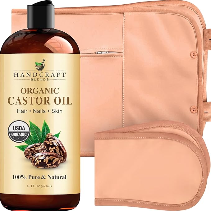 Handcraft Blends Castor Oil Pack Wrap | Organic Castor Oil 16 oz | Reusable by HandcraftBlends