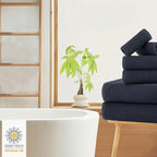CASA COPENHAGEN Popcorn Textured 6 Pieces Towel Set- Navy Blue, 550 GSM 2 Bath - Image 7