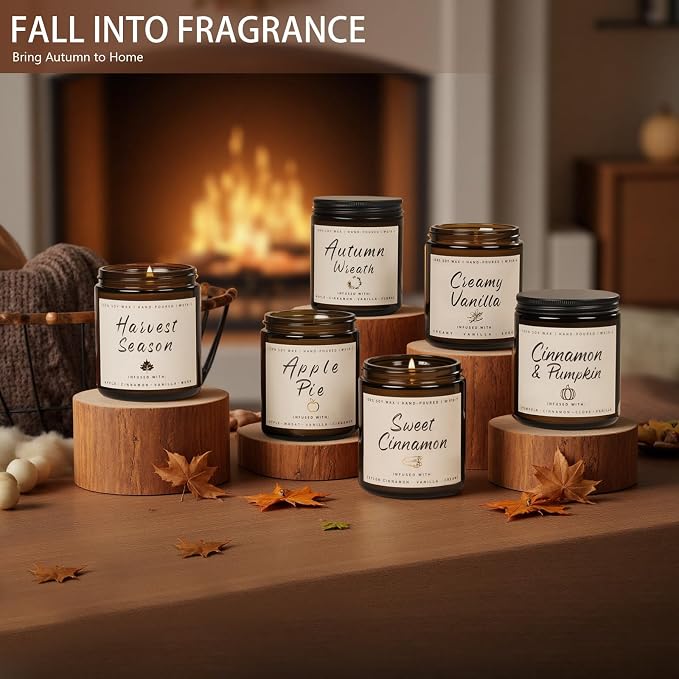 Auelife Scented Candles, 6 Pack Winter Candle Set, 42 oz Holiday Soy Candles - Image 6