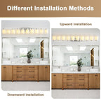 10-Light Bathroom Light Fixtures, Modern Vanity Lights, Brushed Nickel Metal - Image 6