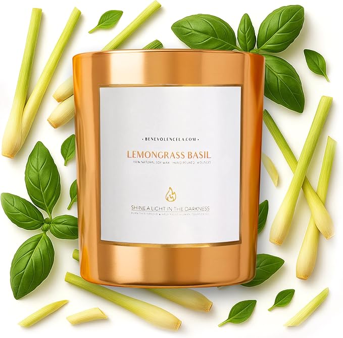 Benevolence LA Lemongrass & Basil Wood Wick Candles | Soy Christmas Scented by BenevolenceLA