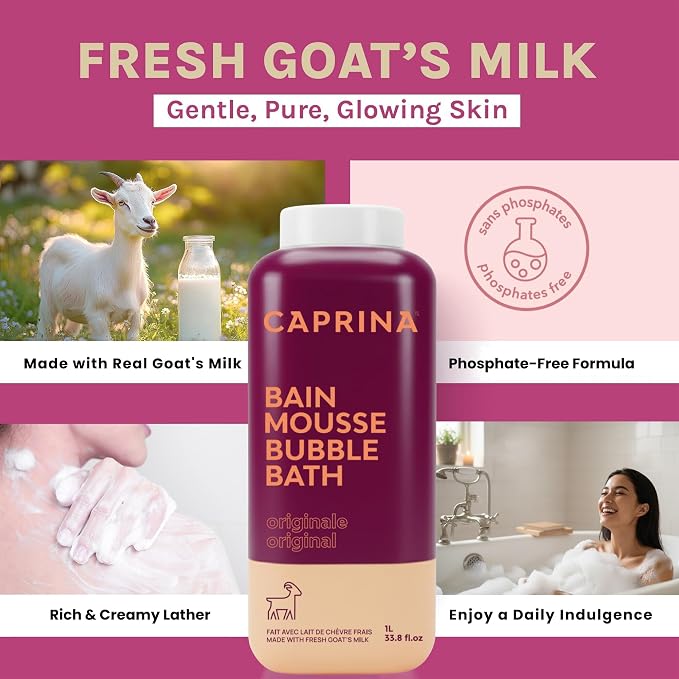Caprina Fresh Goat’s Milk Bubble Bath, Hydrating Relaxing Foam Bath, - Image 4