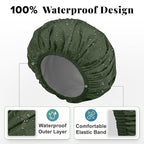 3Pcs Waterproof Shower Cap for Women Reusable, Bath Cap for Long Hair, - Image 2