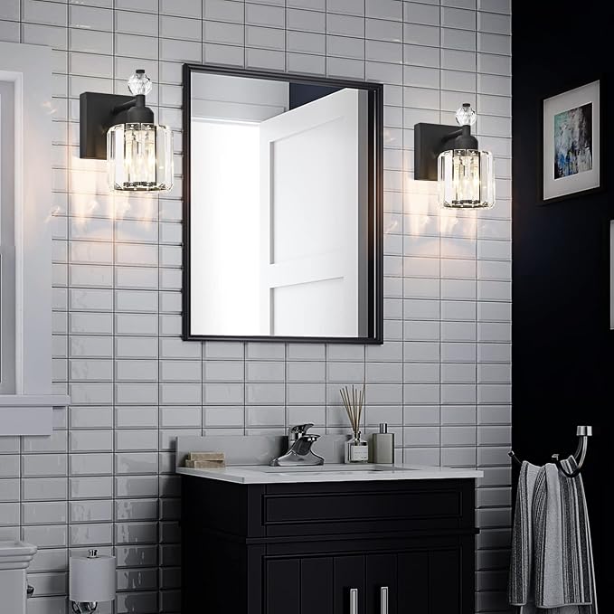 PRESDE 1-Light Bathroom Vanity Light, Modern Matte Black Wall Sconce - Image 2