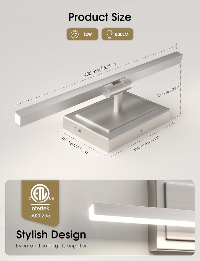 VOLISUN Modern Bathroom Vanity Light 15.7 inch, 12W Dimmable 5CCT Led Bathroom - Image 6