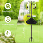 YINGYM 6-Hook Bird Feeding Station Kit, 94 Inch Heavy Duty Bird Feeder Stand - Image 2