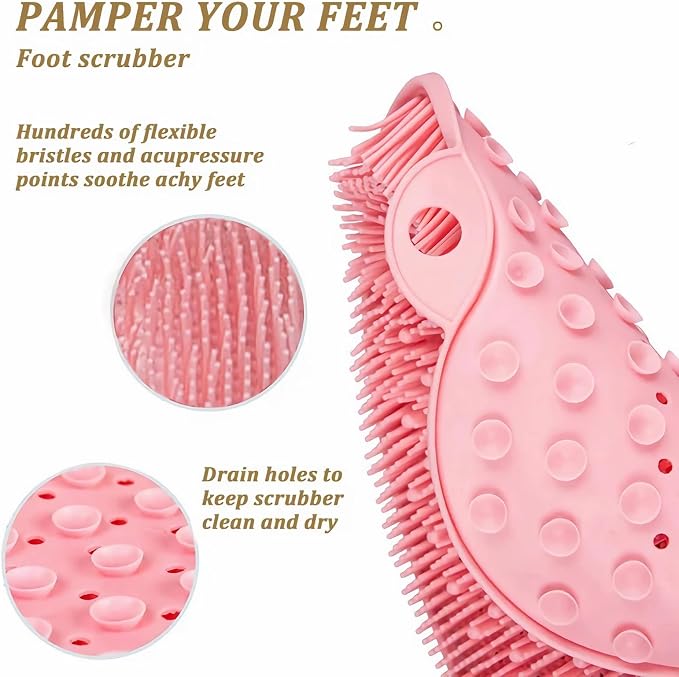 2-Pack Shower Foot Scrubber Mat, Strong Grip Silicone Back and Foot Washer - Image 7