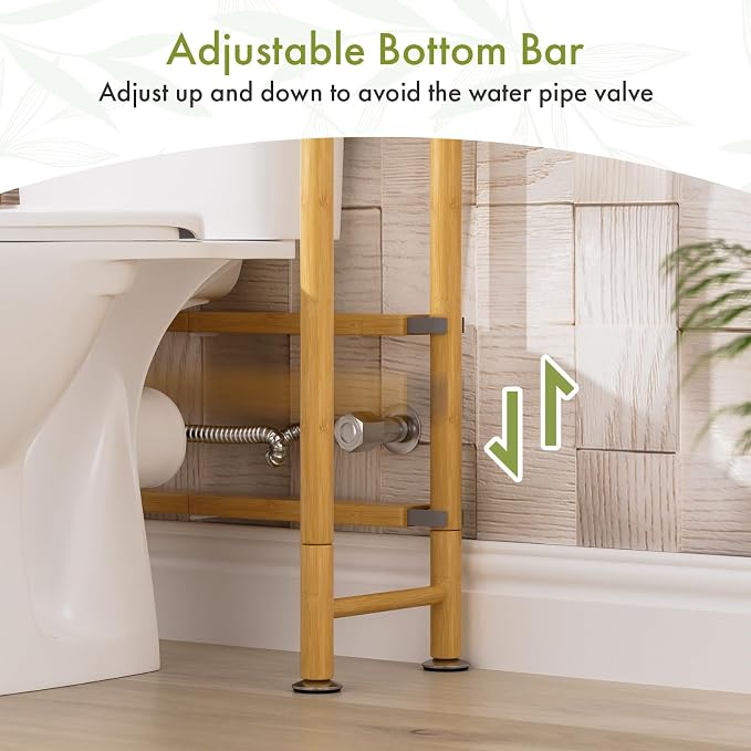 AmazerBath Over The Toilet Storage Bamboo, Bathroom Over Toilet Organizer Rack - Image 8