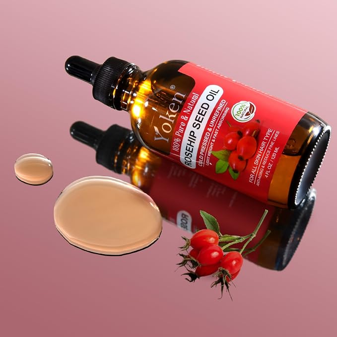 Yoken Rosehip Seed Oil for Face, 100% Pure and Natural Cold Pressed Unrefined - Image 2