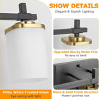 3-Lights Black and Gold Bathroom Lighting Fixtures Over Mirror, Anti-Rust - Image 3