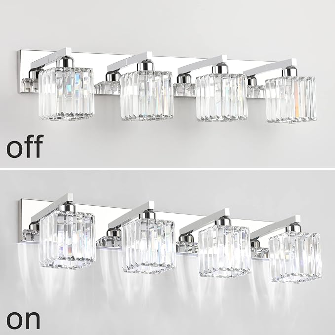 Aipsun Bathroom Light Fixtures Crystal Modern Vanity Lighting Fixtures 4 Light - Image 2