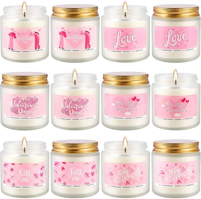 Valentine's Day Pink Scented Candles-12Pcs 3.5oz Each-Natural Plant Essential - Image 5