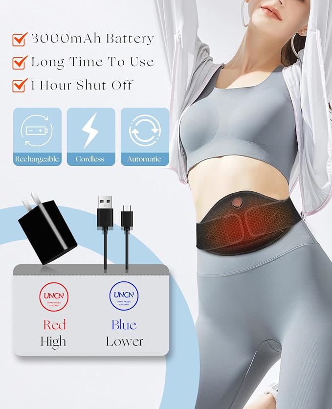 uncn Portable Heating Pad for Cramps, Back Pain Relief, 3000mAh Battery - Image 3