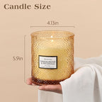 Sandalwood & Patchouli Candle, Luxury Decorative Glass Candle 19oz, Soy Wax - Image 3